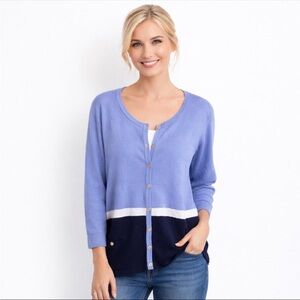 Karen Scott Women's Blue Plus Size Color Blocked Cardigan 3X Spring Lightweight